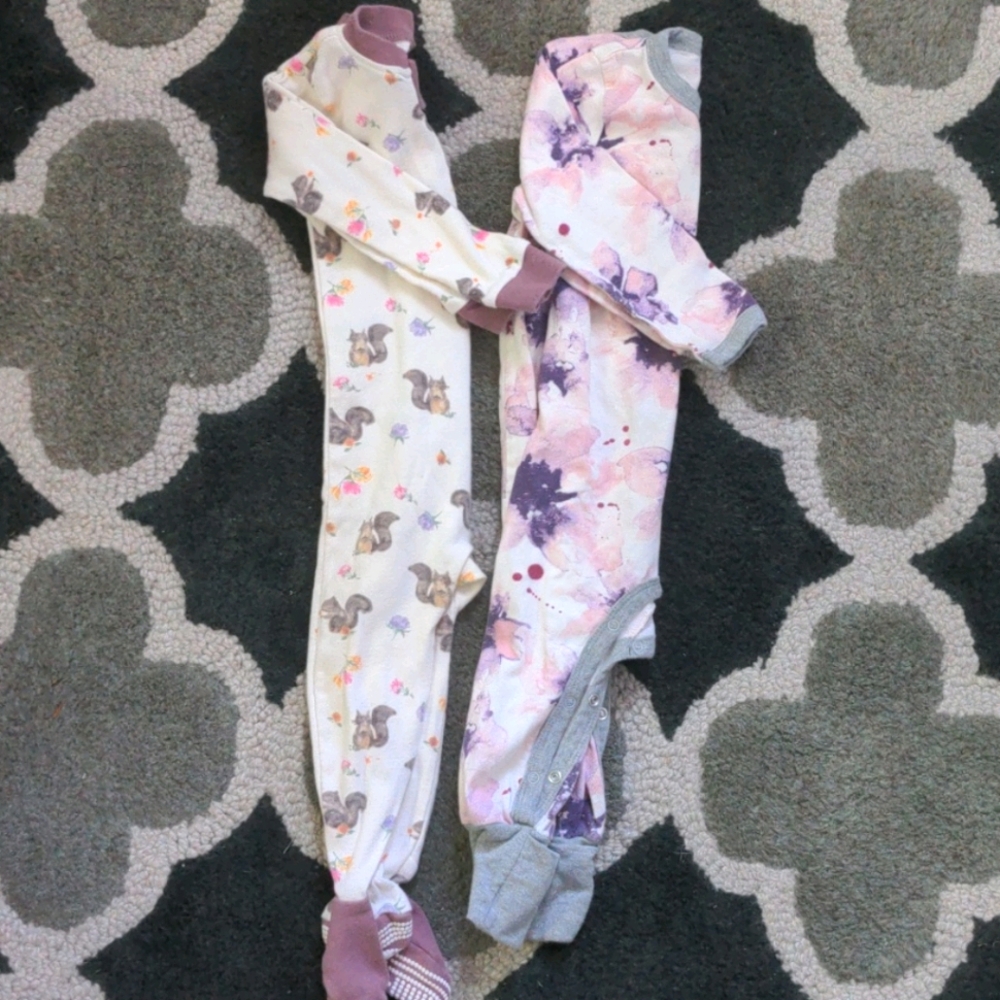 Burt's Bee pajamas footies 12 mo bundle lot